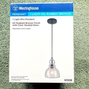 NWT…. 2 Westinghouse pendant lights … still in the box … color bronze